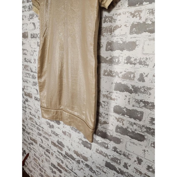 2B.Rych Dress Size 4 Metallic Gold Sparkle Edgy Zipper Pockets Linen Rocker - Picture 10 of 16